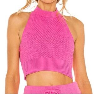 DODO BAR OR Lara Knit Sweater Halter Crop Top Fuchsia Pink Size 46/10